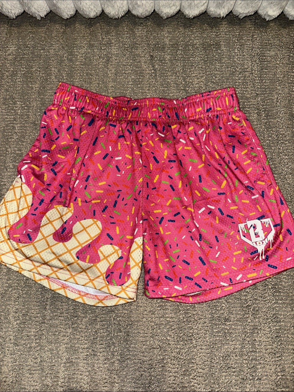 Baseball Lifestyle Pink Sprinkle Ice Cream Cone Print mens Shorts